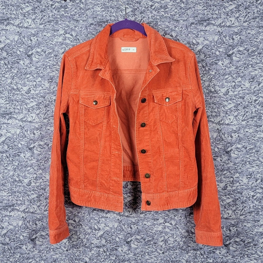 Bright orange red corduroy jacket